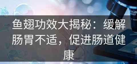 鱼翅功效大揭秘：缓解肠胃不适，促进肠道健康